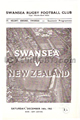 Swansea v New Zealand 1963 rugby  Programme